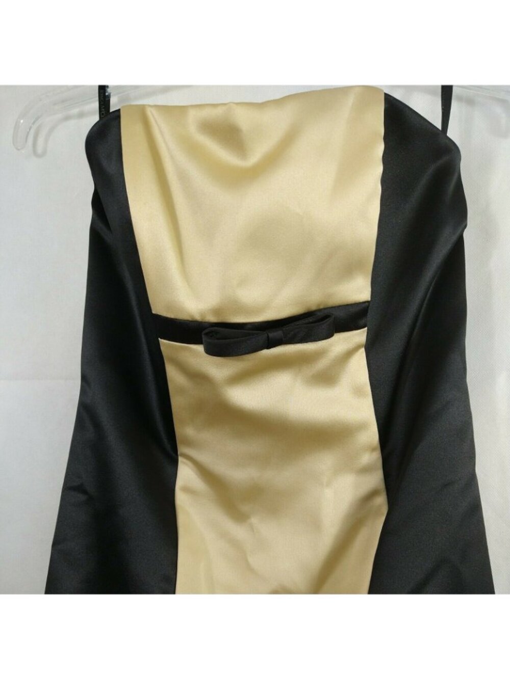 Jessica McClintock Gunne Sax Strapless Dress Women Size 7 8 Black Gold Formal - Picture 3 of 12